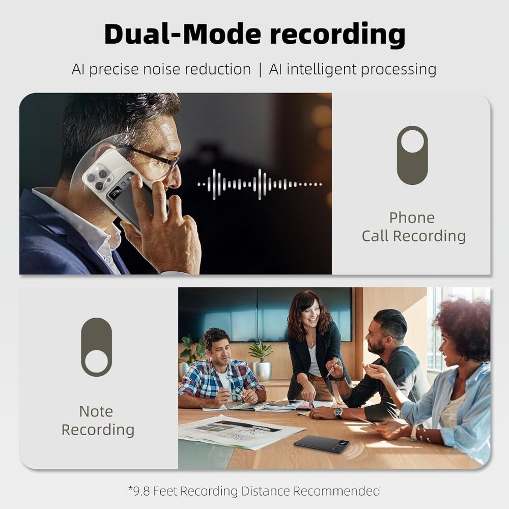 AI Voice Recorder with HD LED Screen,GPT-4.0 Powered Transcription & Translation - Picture 3 of 7